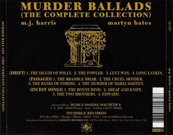 M.J. Harris, Martyn Bates - Murder Ballads (The Complete Collection) [3CD] (New CD) - Ncstcrbnt